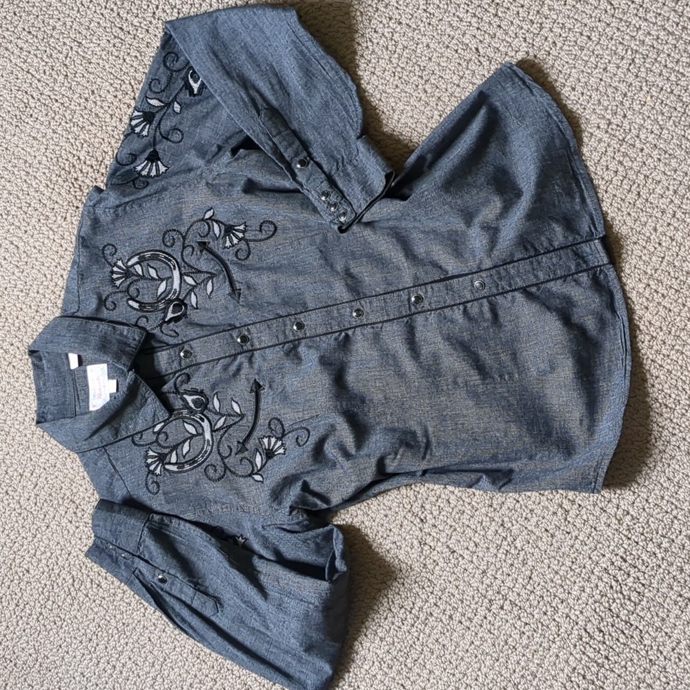 Panhandle Gray Embroidered Western Shirt